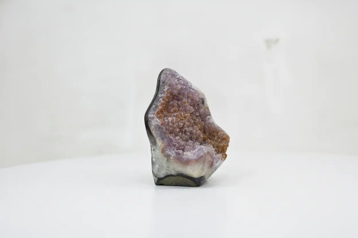 Amber · Amethyst with Sugar Druzy and Yellow Banding - view 5