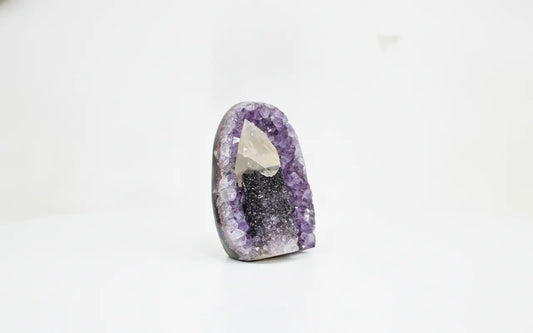 Calla · Cut-Base Amethyst with Calcite Specimen | Amethystore