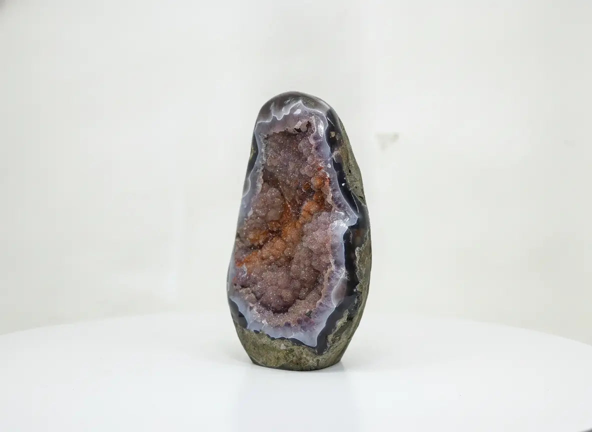 Coral · Amethyst with Pink Sugar Druzy and Orange Banding - view 5