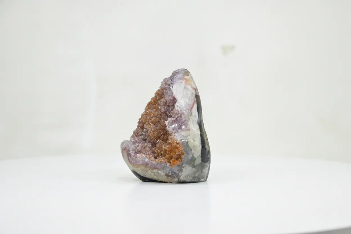 Amber · Amethyst with Sugar Druzy and Yellow Banding - view 4