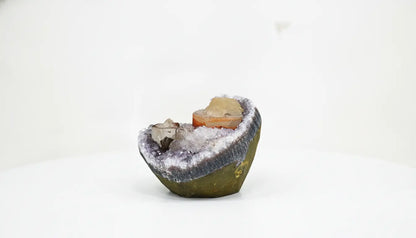 Aurelia · Amethyst Cupcake with Hexagonal Orange Calcite | Amethystore