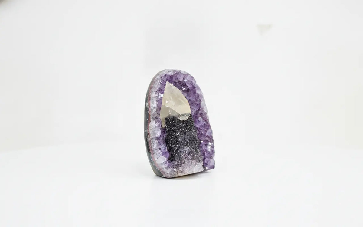Calla · Cut-Base Amethyst with Calcite Specimen | Amethystore