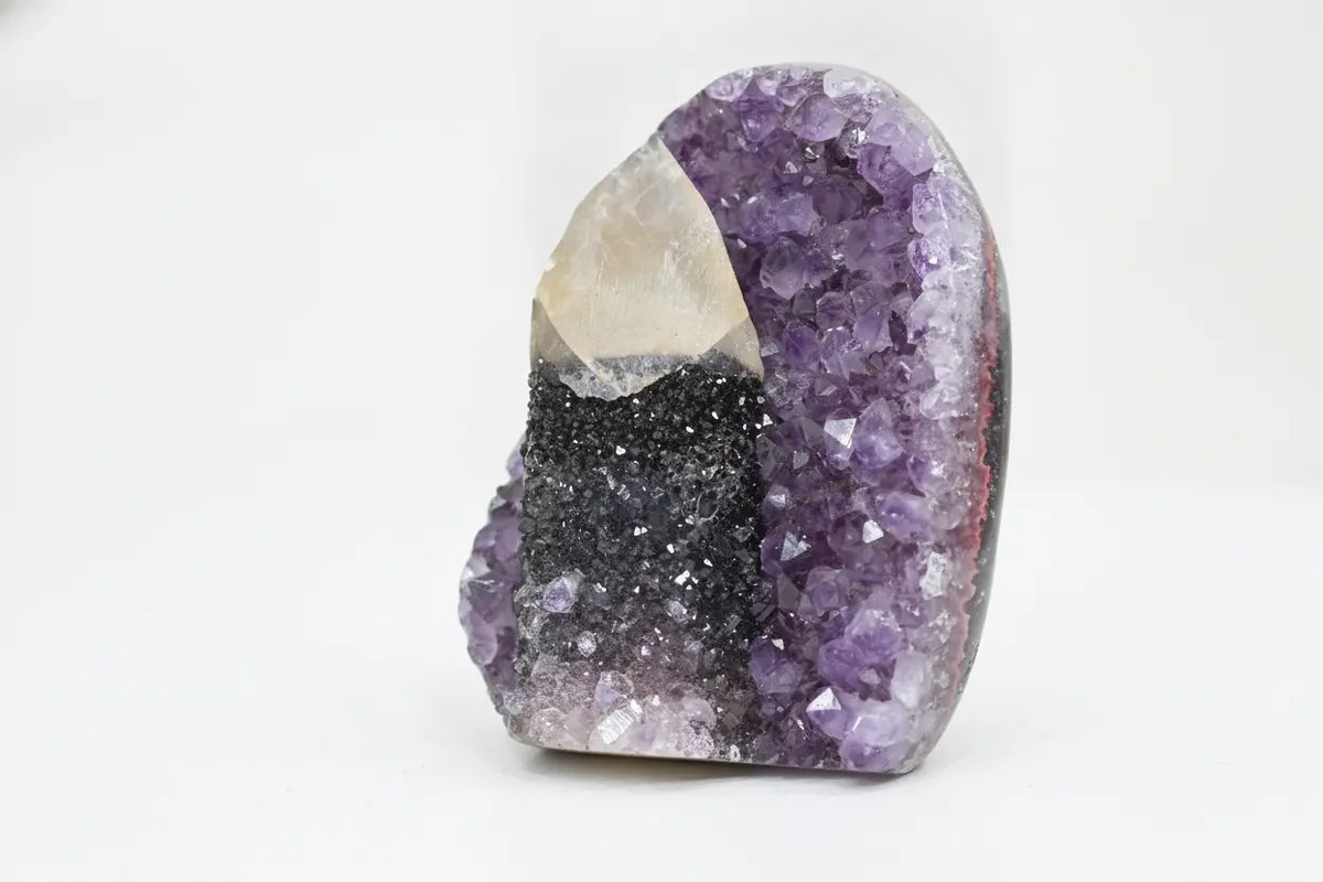 Calla · Cut-Base Amethyst with Calcite Specimen - view 3