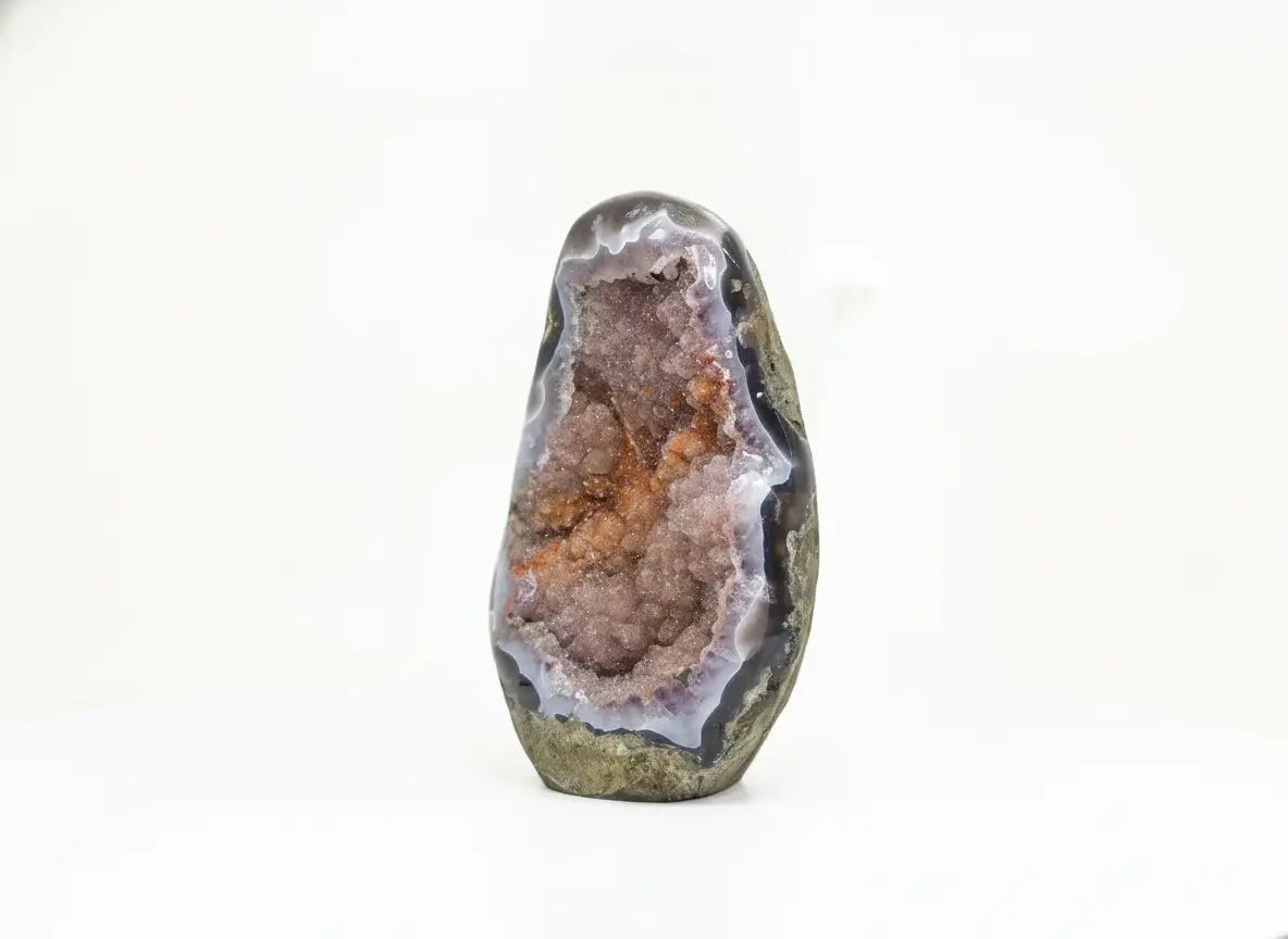Coral · Amethyst with Pink Sugar Druzy and Orange Banding - view 4