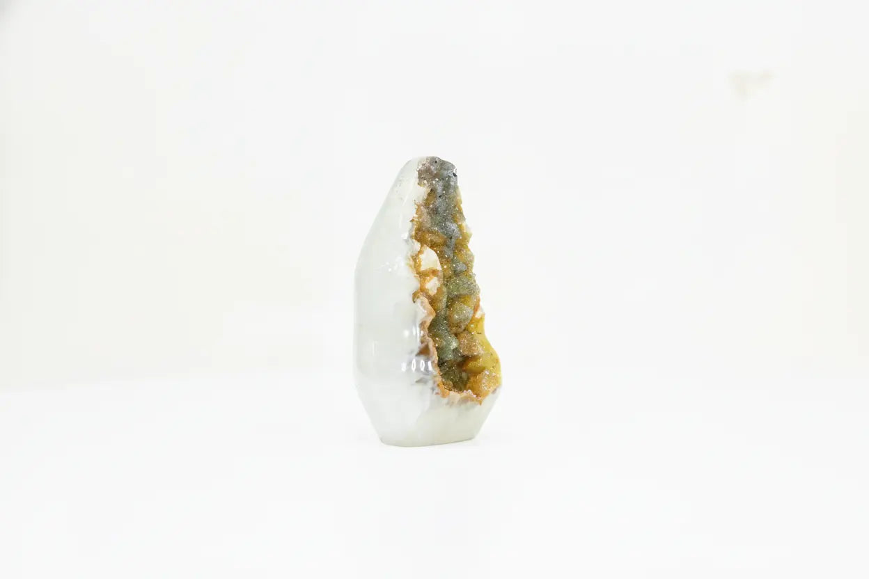 Fern · Cut-Base Amethyst Quartz, Green & Yellow Sugar Druzy | Amethystore
