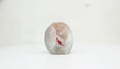 Heather · Cut-Base Pink Quartz, Polished, with Calcite | Amethystore