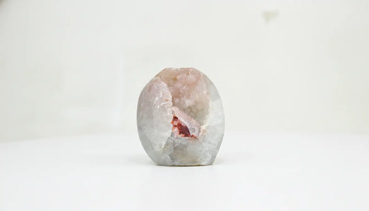 Heather · Cut-Base Pink Quartz, Polished, with Calcite | Amethystore