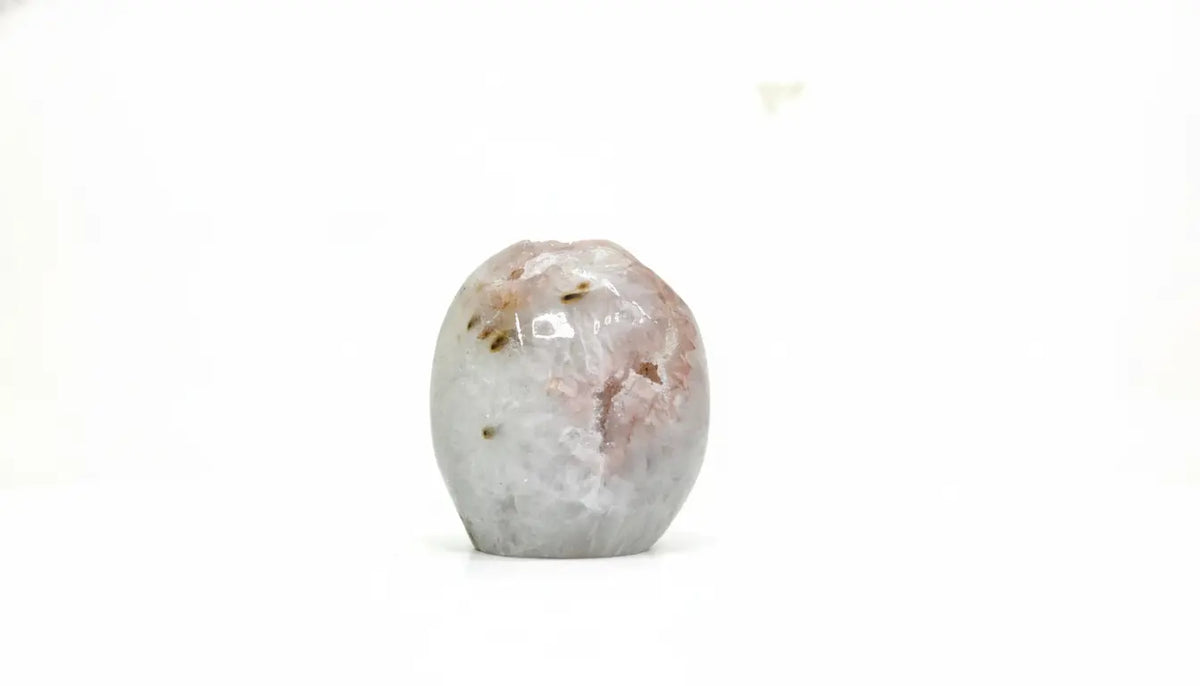 Heather · Cut-Base Pink Quartz, Polished, with Calcite - view 2