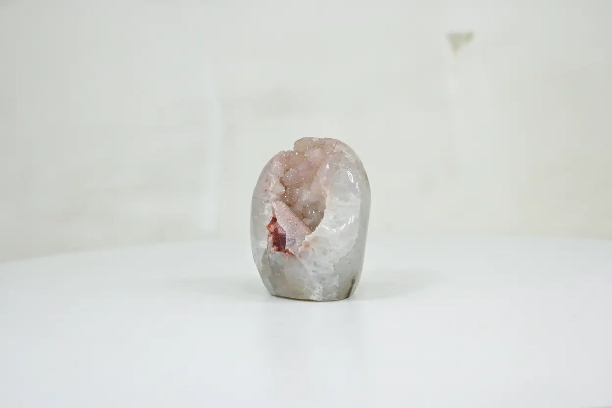 Heather · Cut-Base Pink Quartz, Polished, with Calcite - view 4