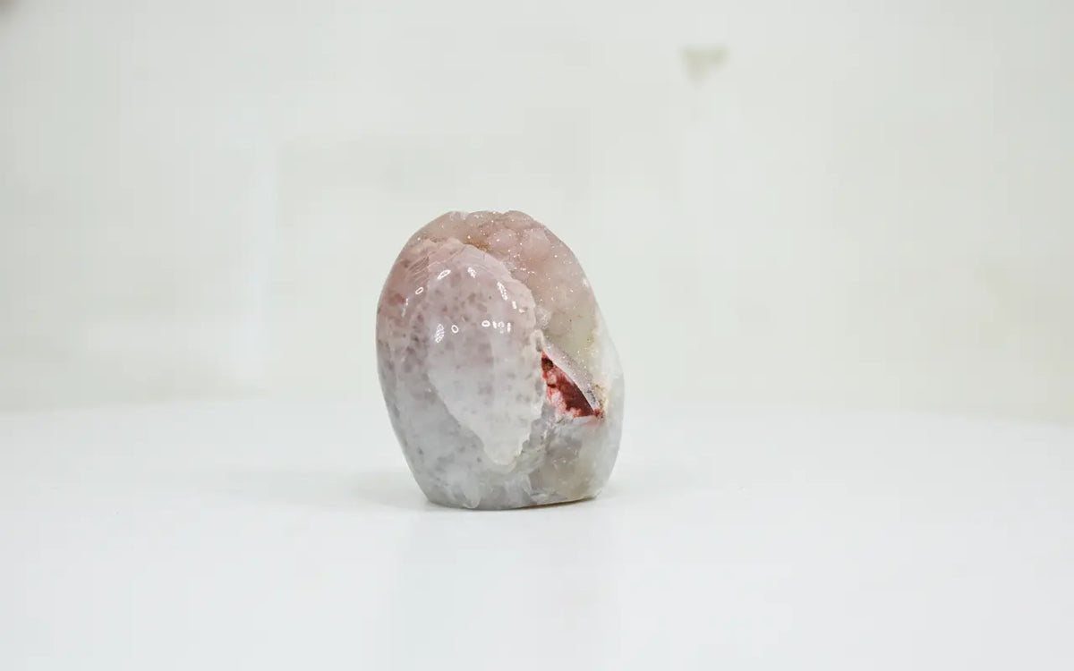 Heather · Cut-Base Pink Quartz, Polished, with Calcite - view 5