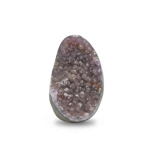 Iris · Cut-Base Rainbow Amethyst with Sugar Druzy, Polished | Amethystore