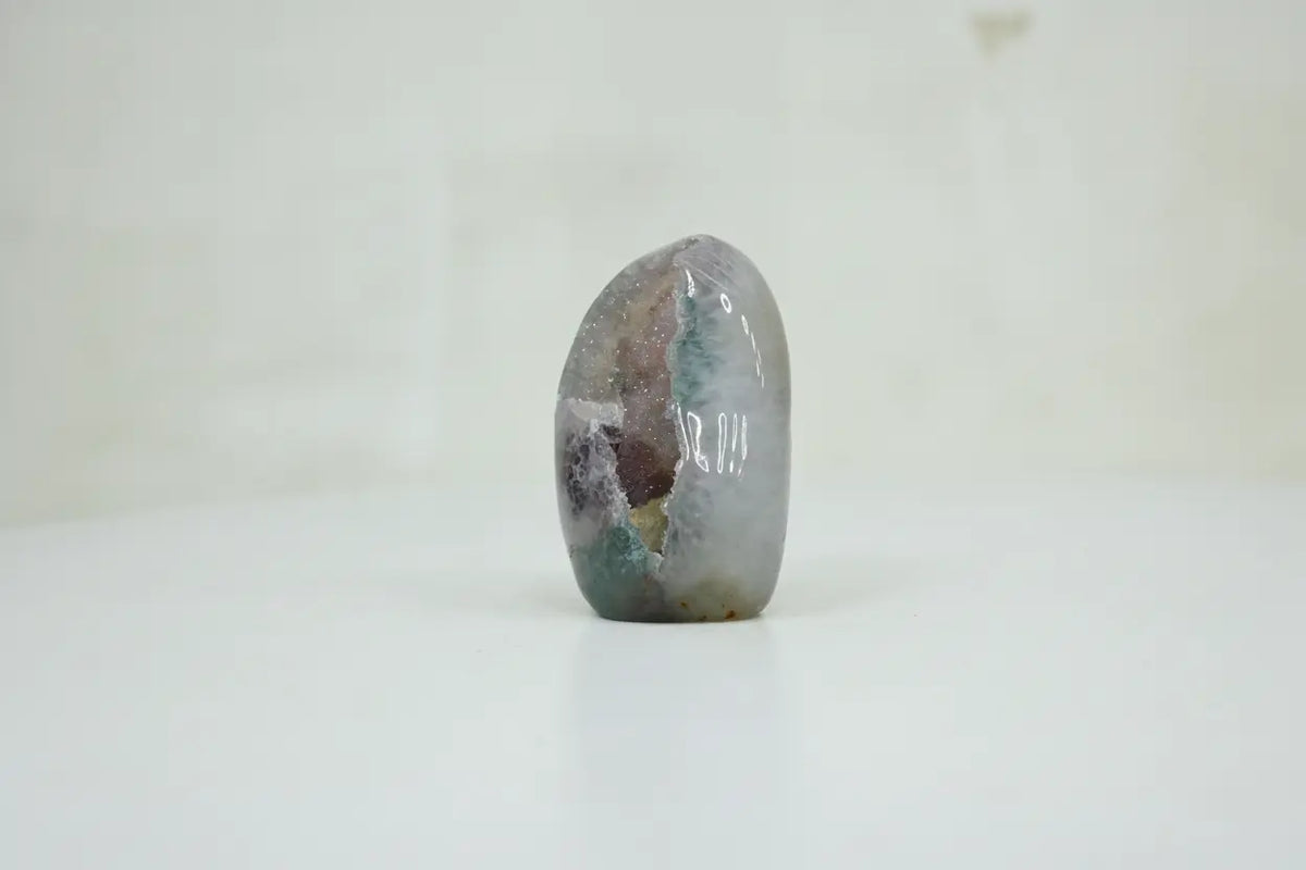 Juniper · Polished Amethyst Quartz with Green Crystals - view 3